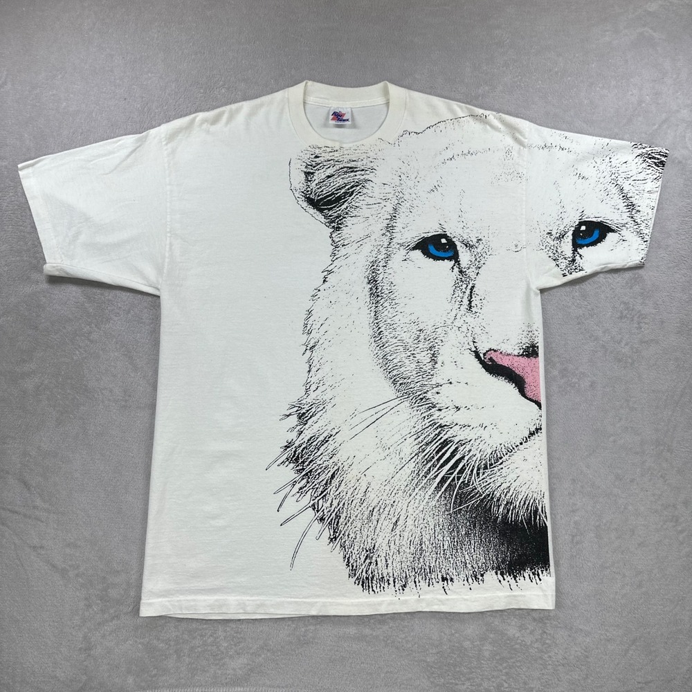 Vintage Siegfried Roy Mirage Shirt Mens XL White Lion Graphic Tees Vegas USA 90s